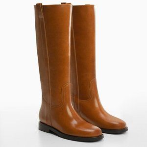 Mango Leather riding boots - tan / caramel size 38.5